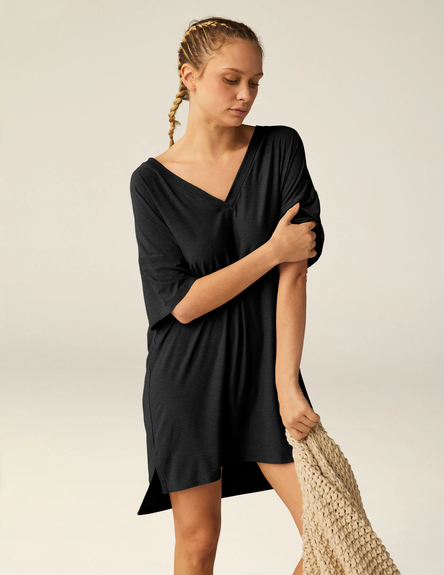 Featherweight V Rested Sleep Tee Dress - Styles Love