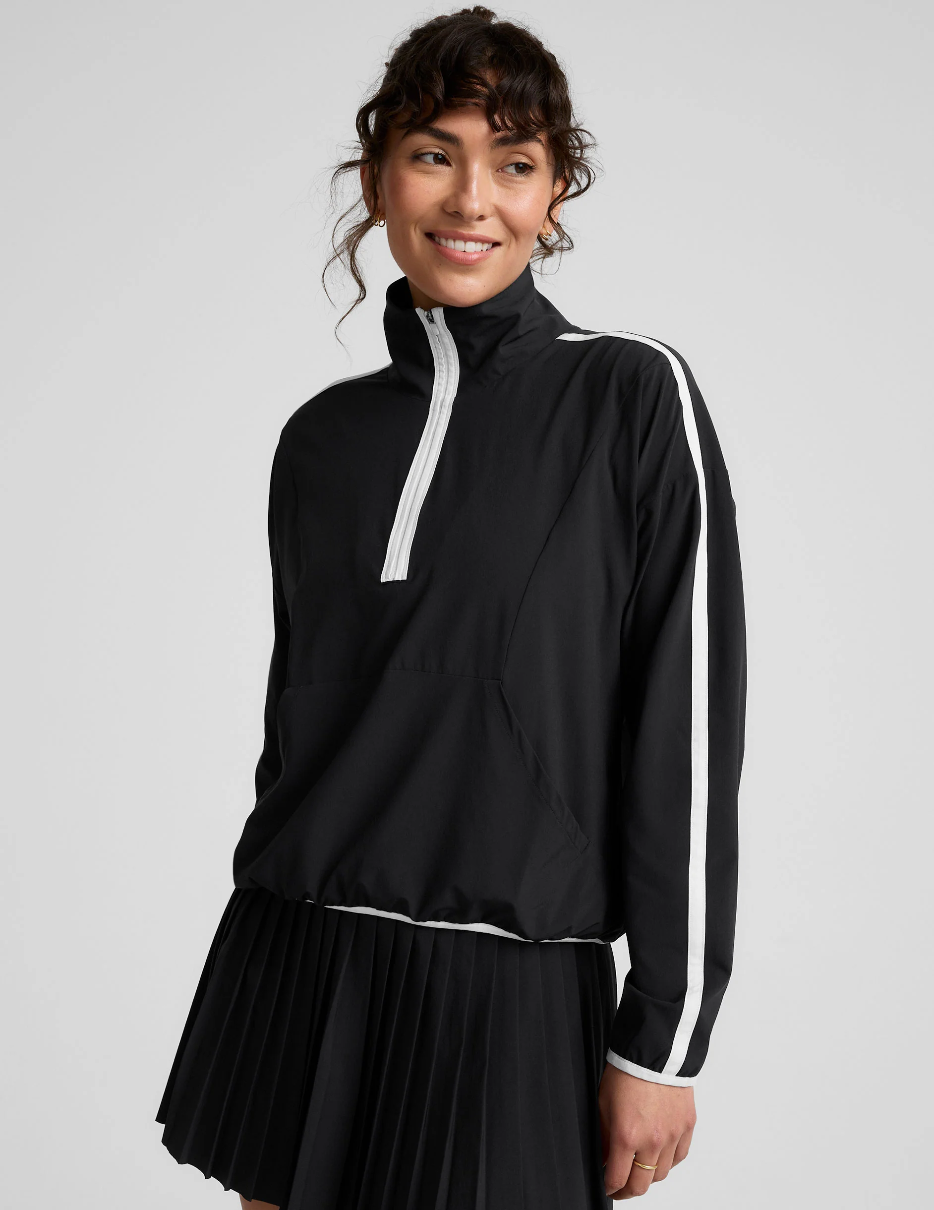 Stretch Woven Course Contrast Half Zip Pullover - Styles Love