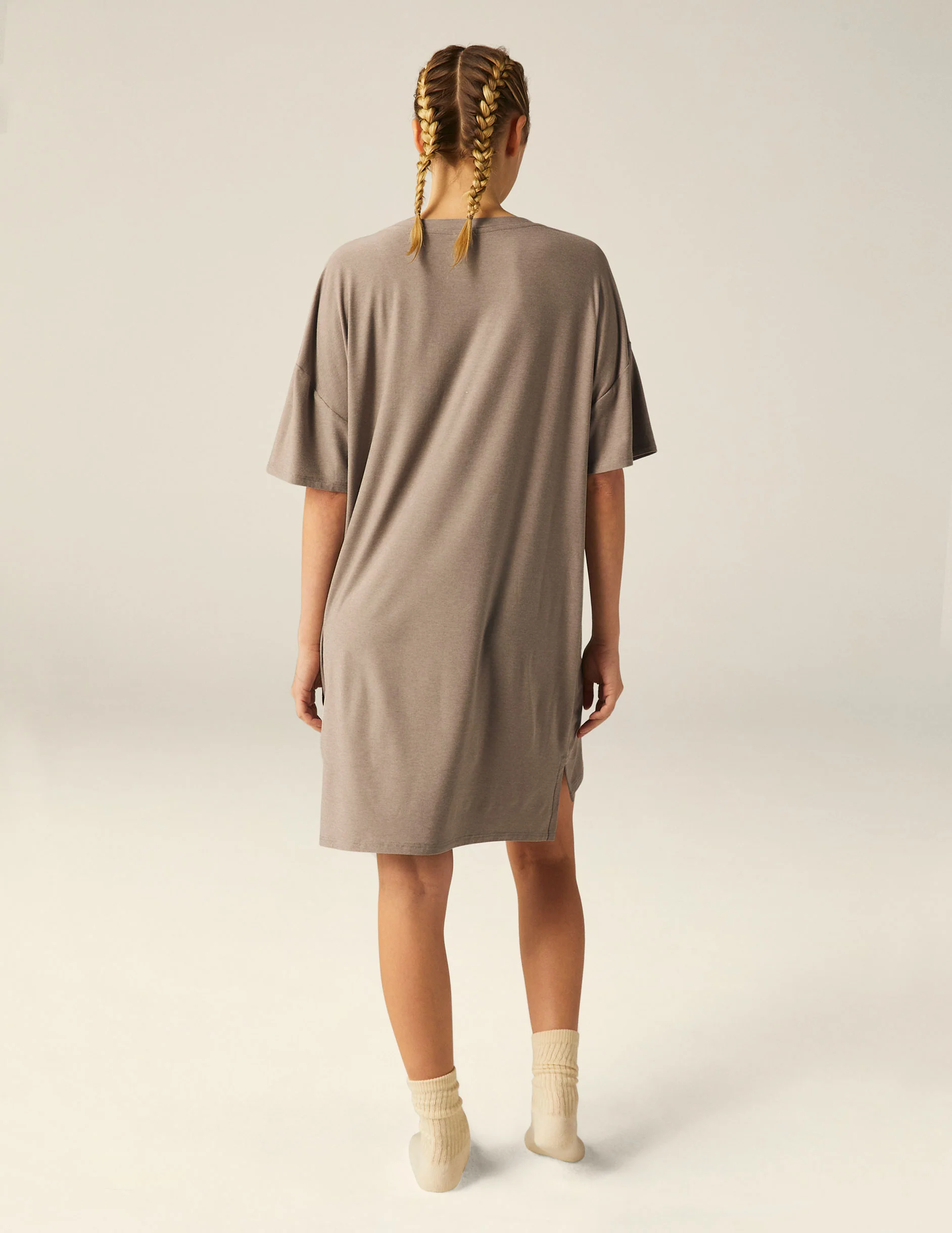 Featherweight V Rested Sleep Tee Dress - Styles Love