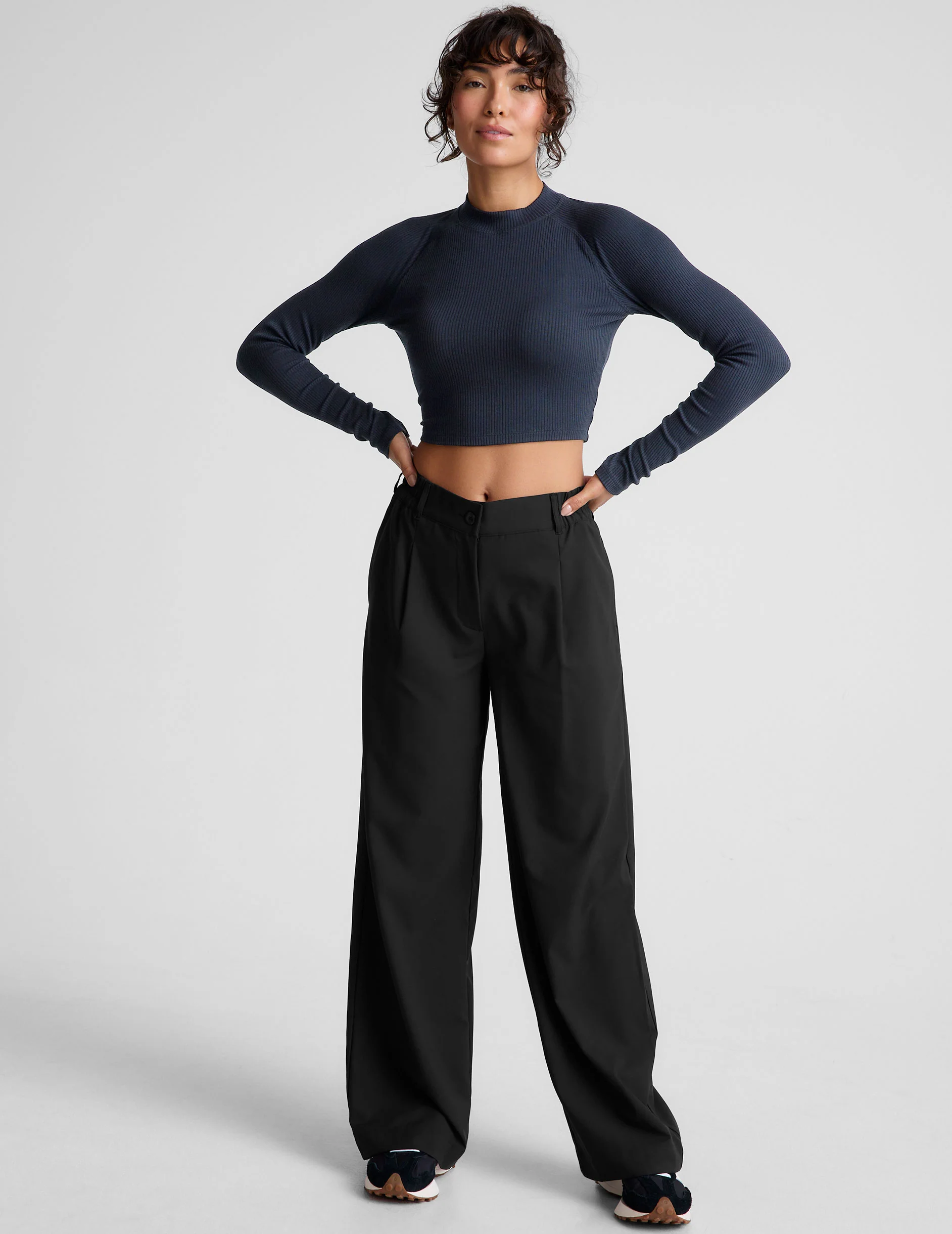 Contours Mock Neck Cropped Top - Styles Love