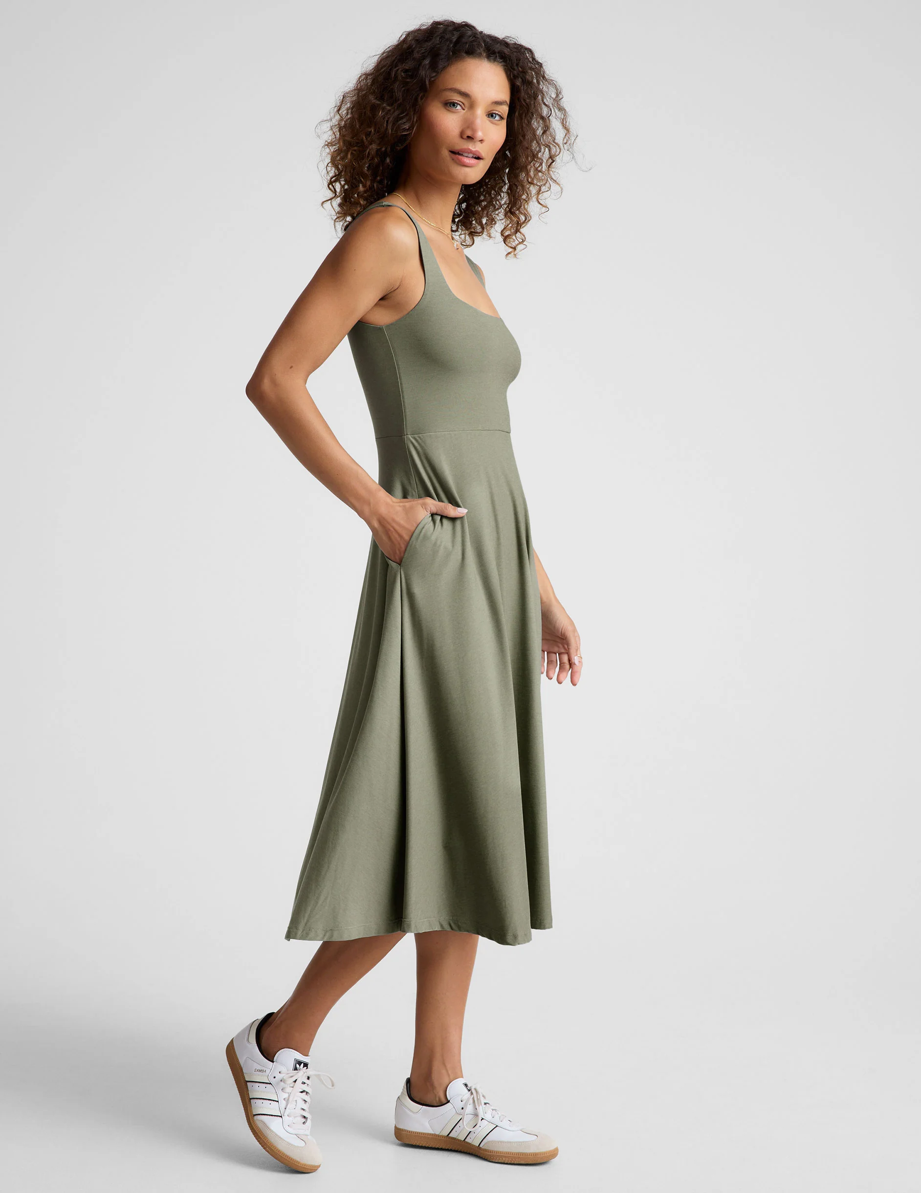 Featherweight At The Ready Square Neck Dress - Styles Love