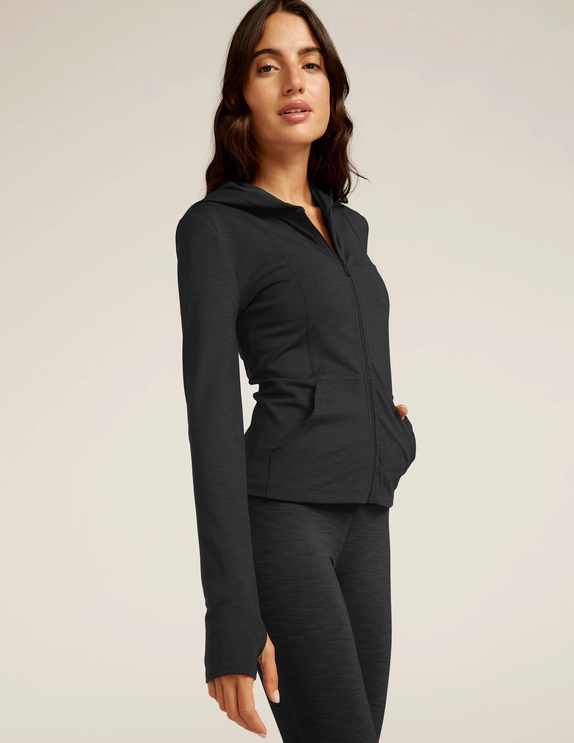 Heather Rib Morning Jog Hoodie - Styles Love