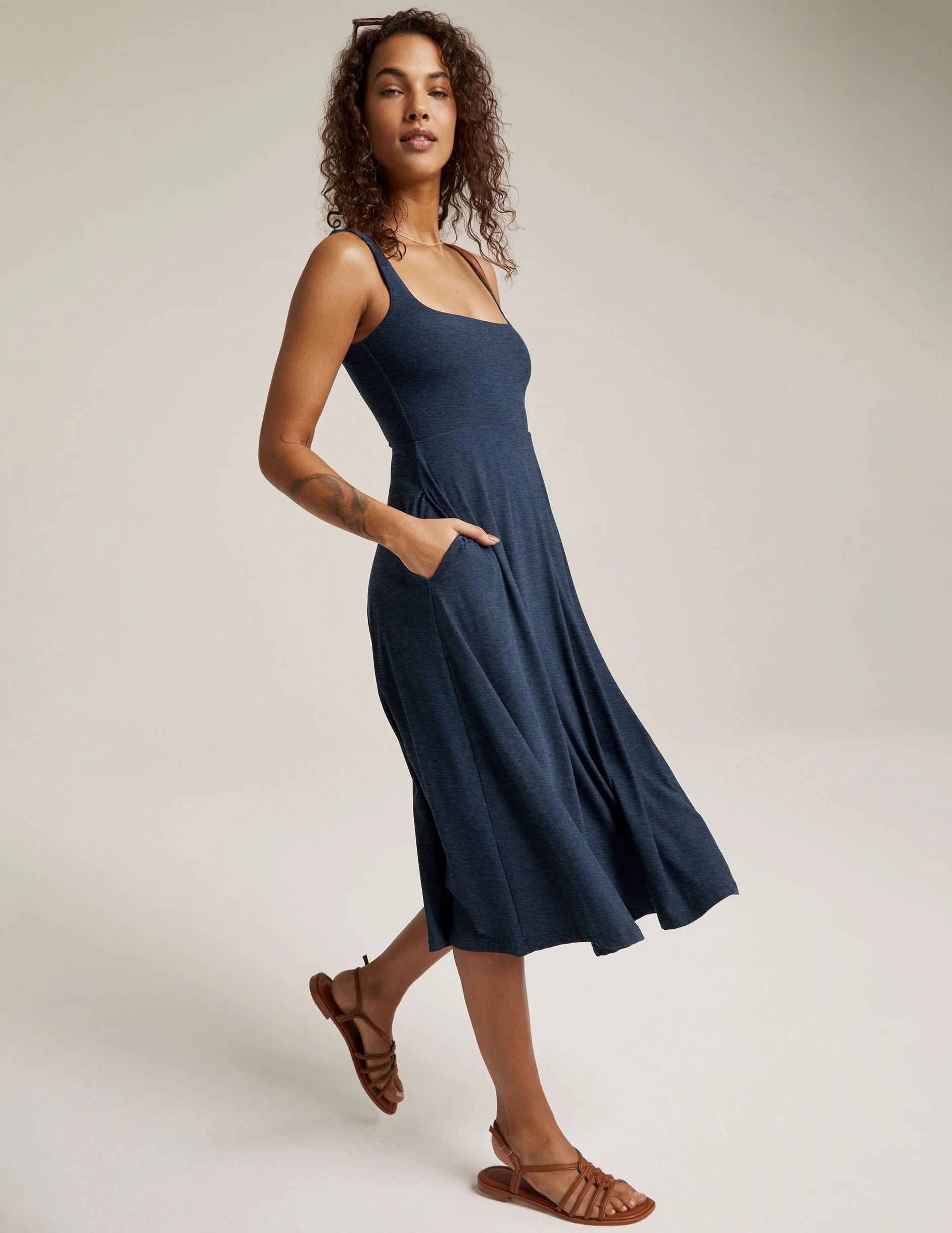 Featherweight At The Ready Square Neck Dress - Styles Love