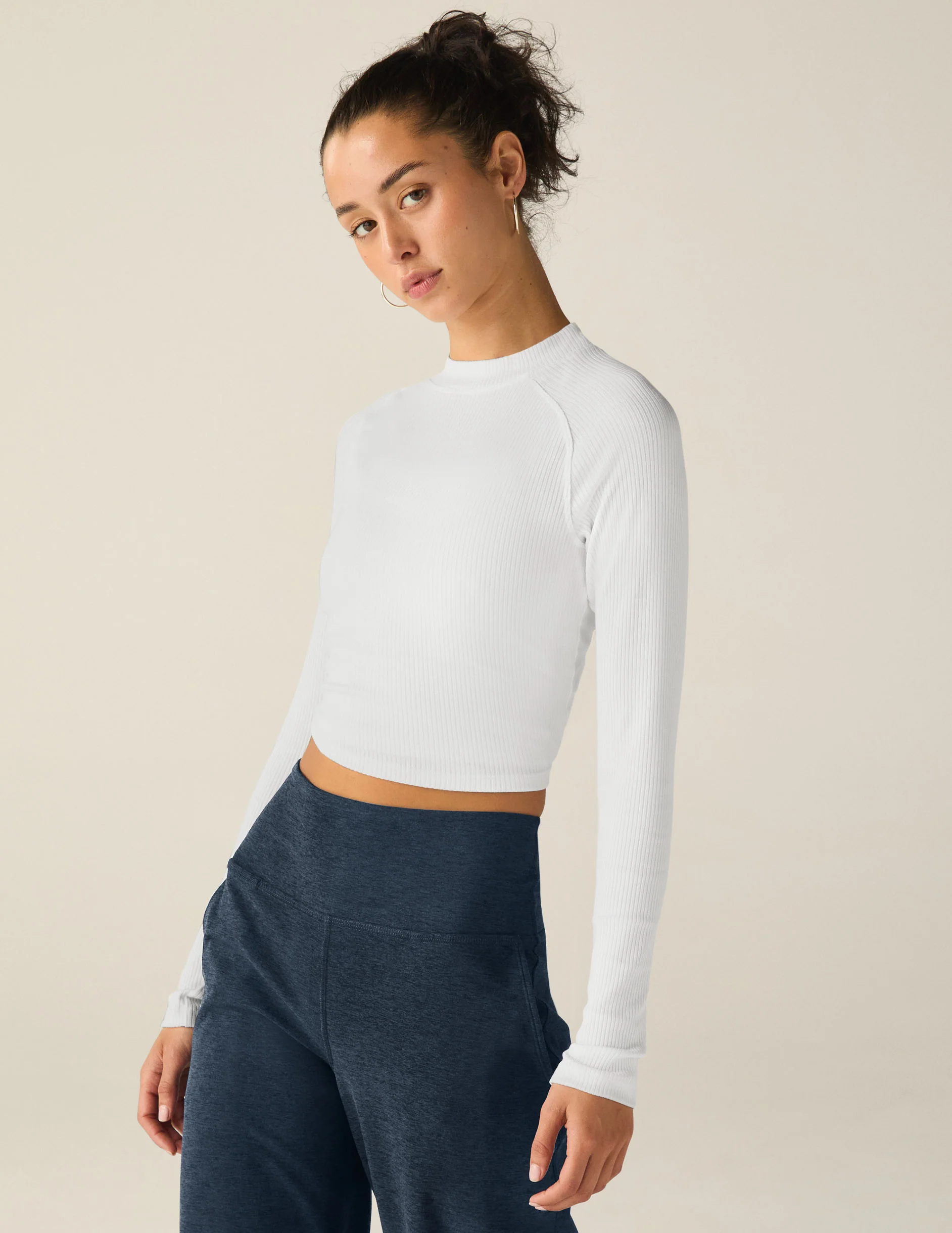 Contours Mock Neck Cropped Top - Styles Love