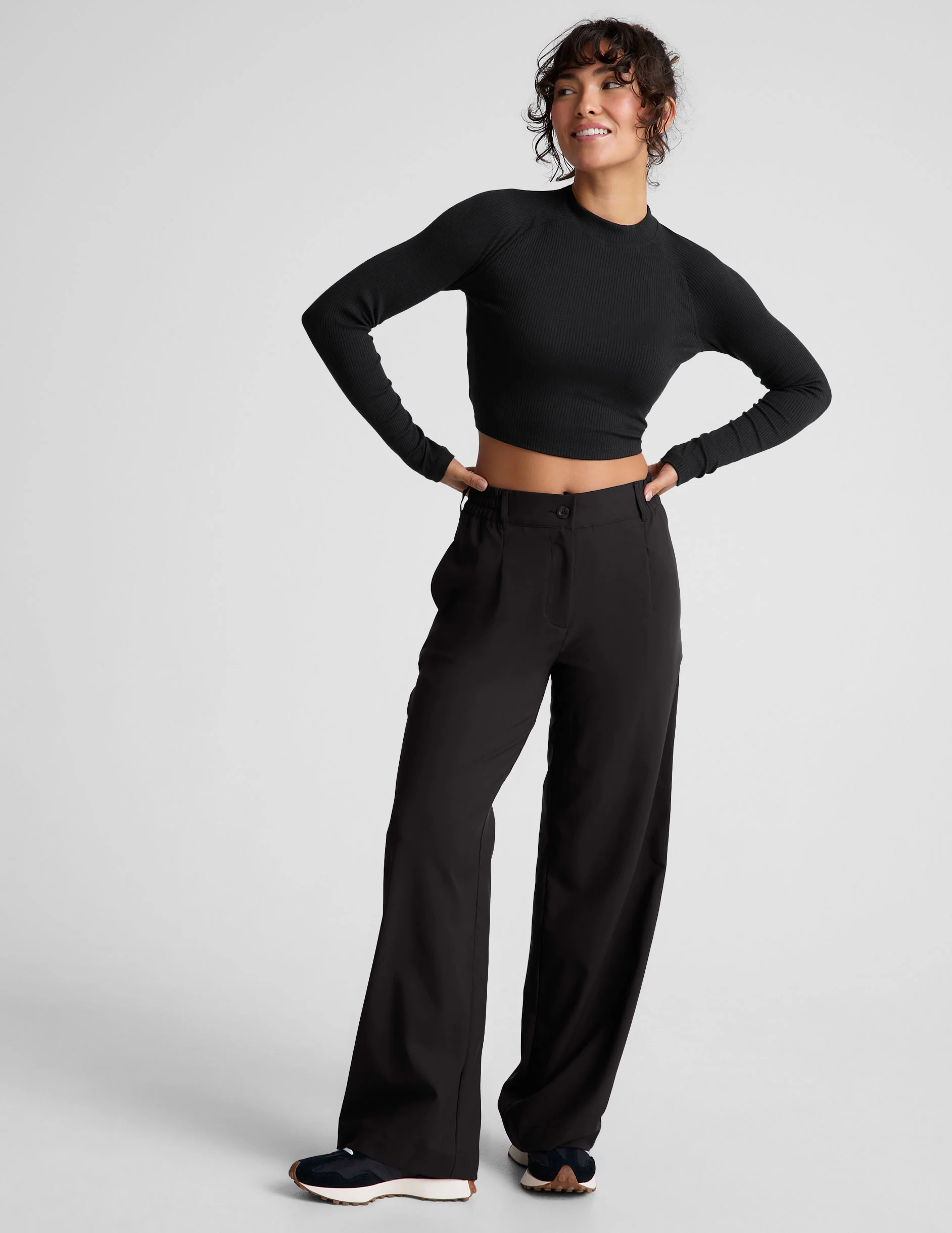 Contours Mock Neck Cropped Top - Styles Love