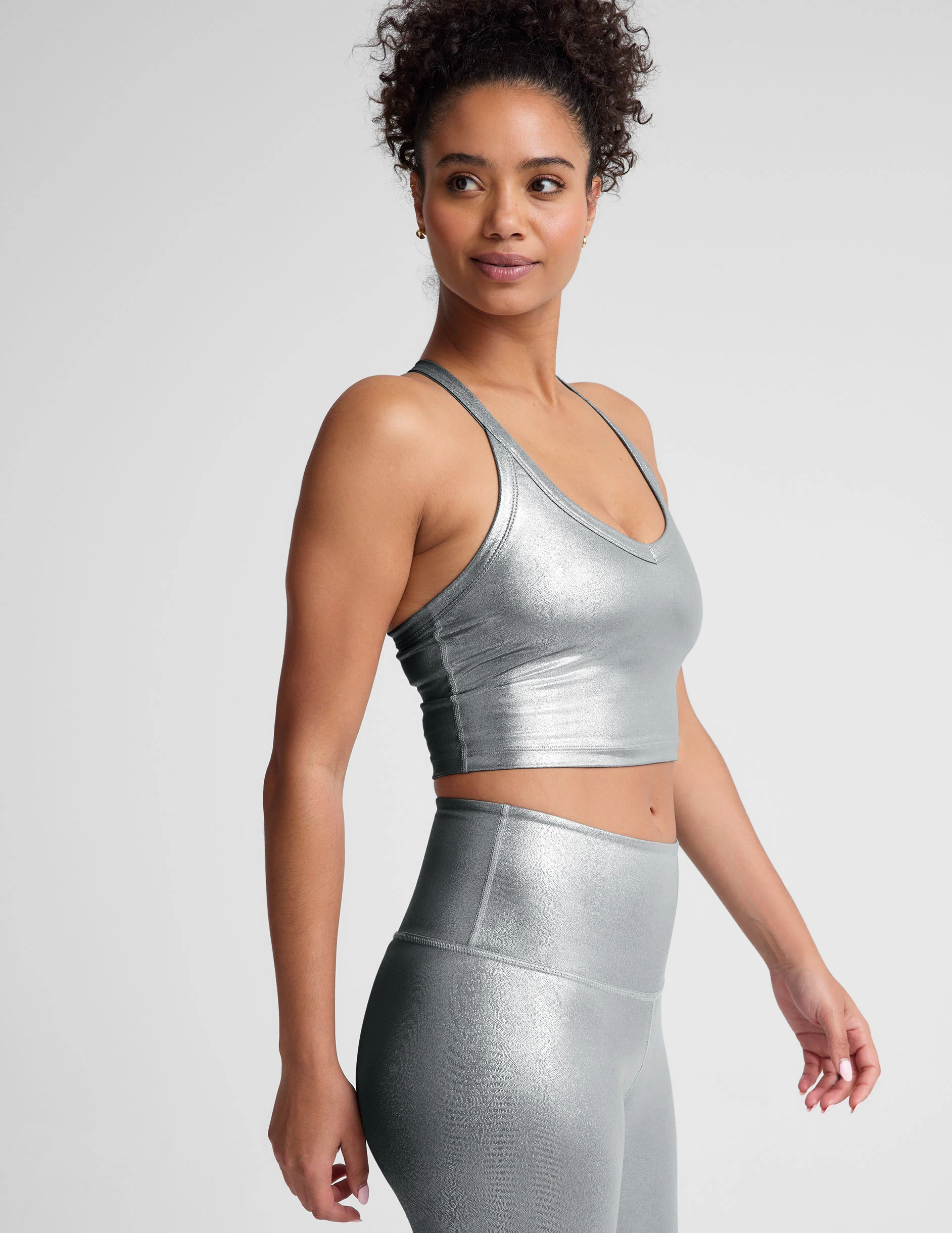 Liquid Silver On The Up Cropped Tank - Styles Love