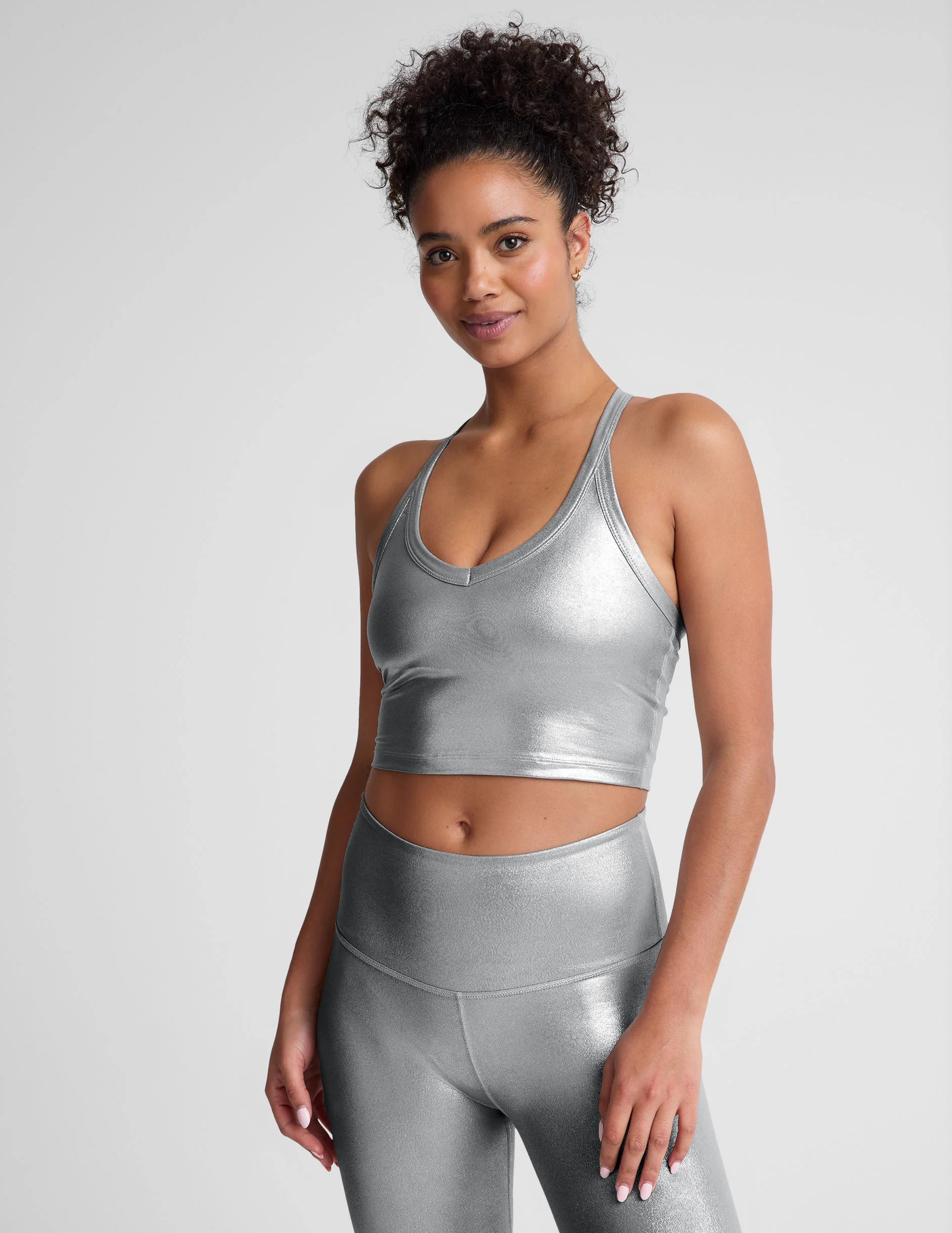 Liquid Silver On The Up Cropped Tank - Styles Love