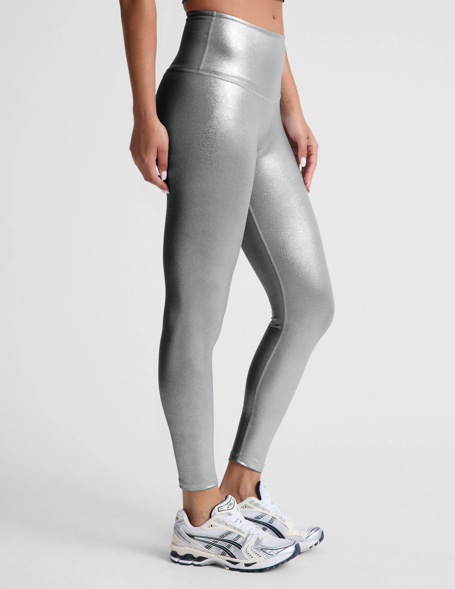 Liquid Silver High Waisted Midi Legging - Styles Love