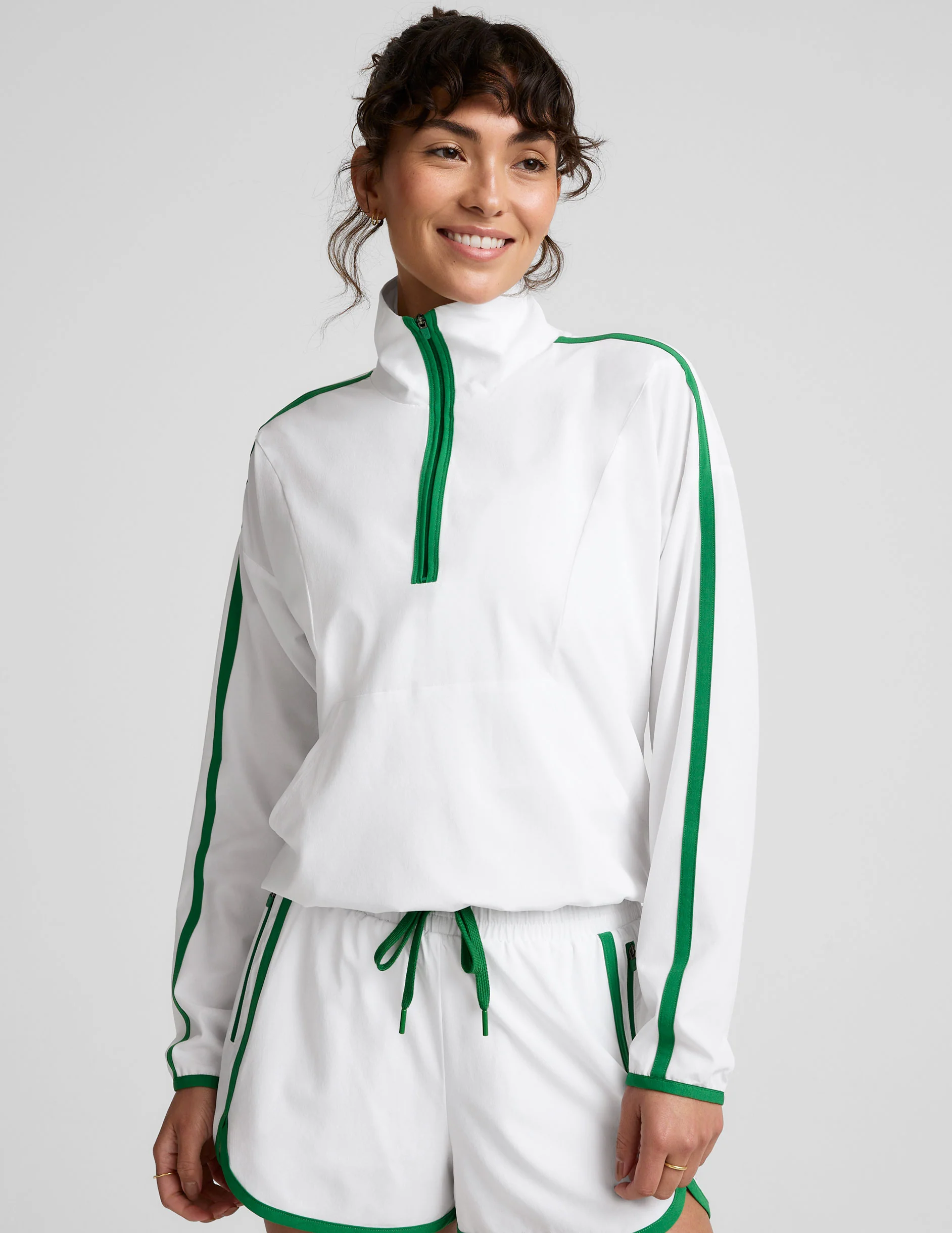 Stretch Woven Course Contrast Half Zip Pullover - Styles Love