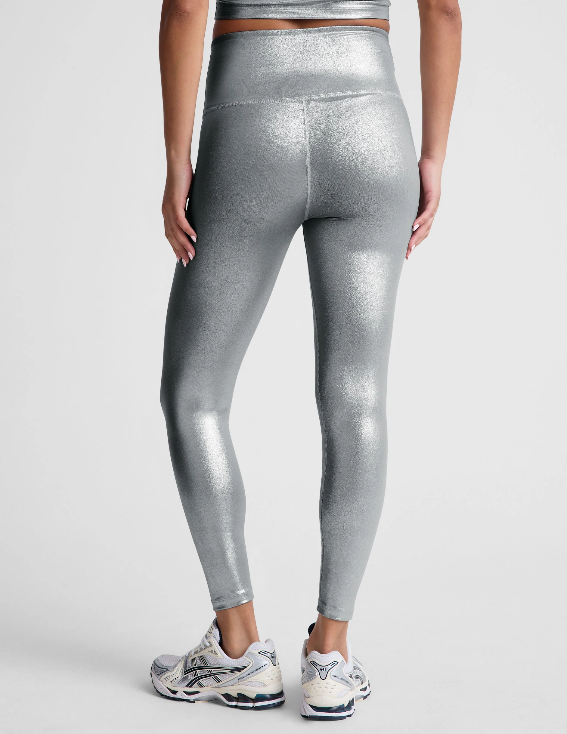 Liquid Silver High Waisted Midi Legging - Styles Love
