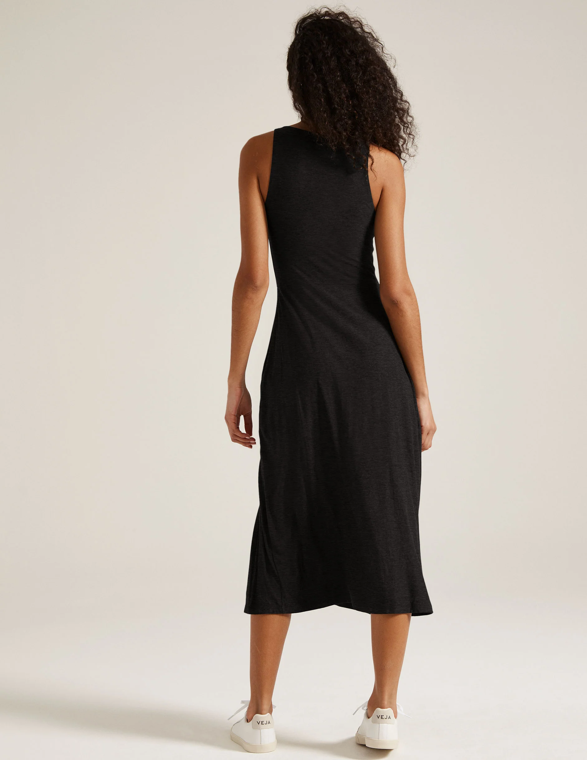 Featherweight Square Neck Slit Midi Dress - Styles Love