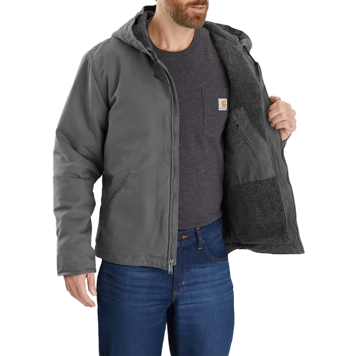 Men's Washed Duck Sherpa-Lined Jacket - Styles Love