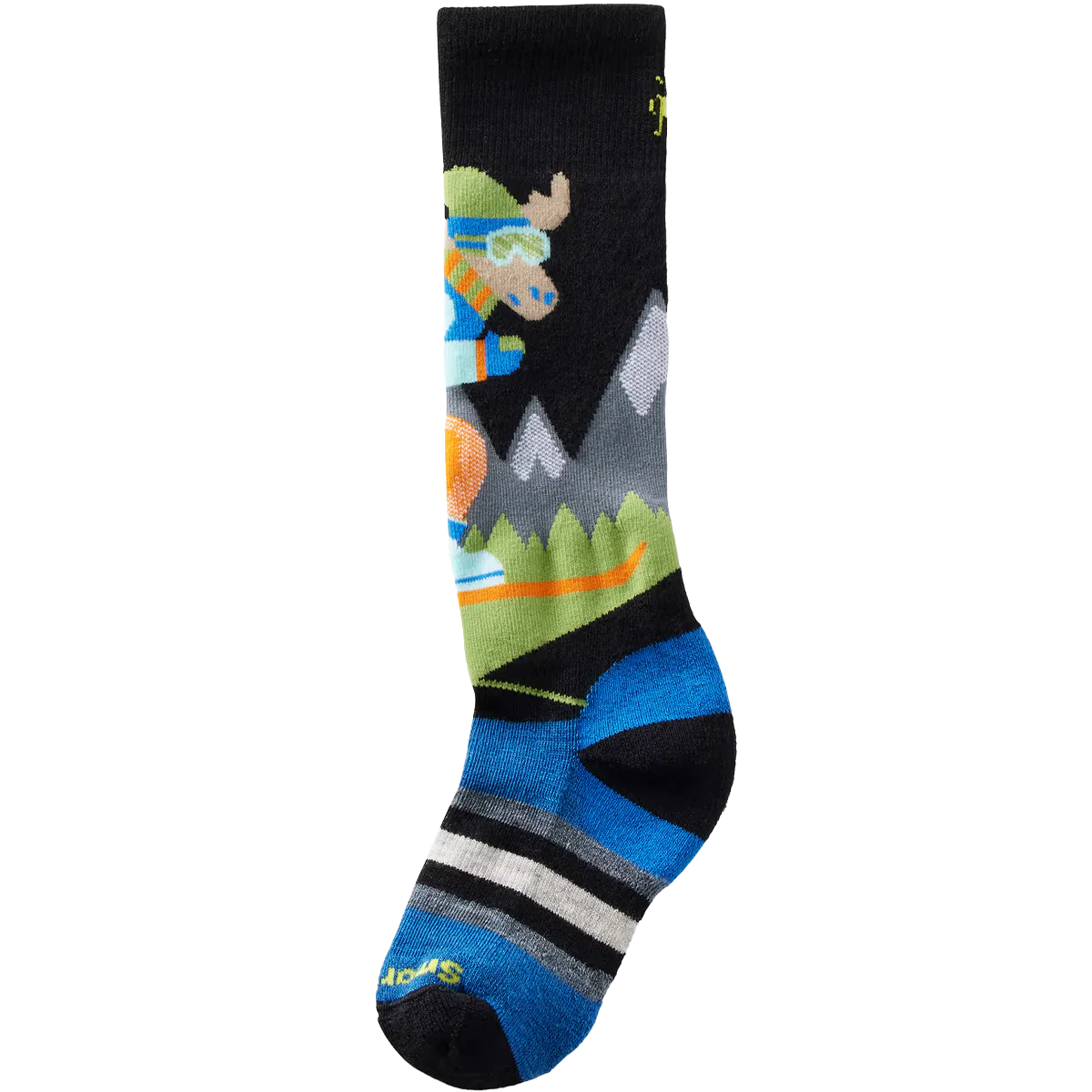 Youth Wintersport Full Cushion Mountain Moose Pattern Over The Calf Socks - Styles Love
