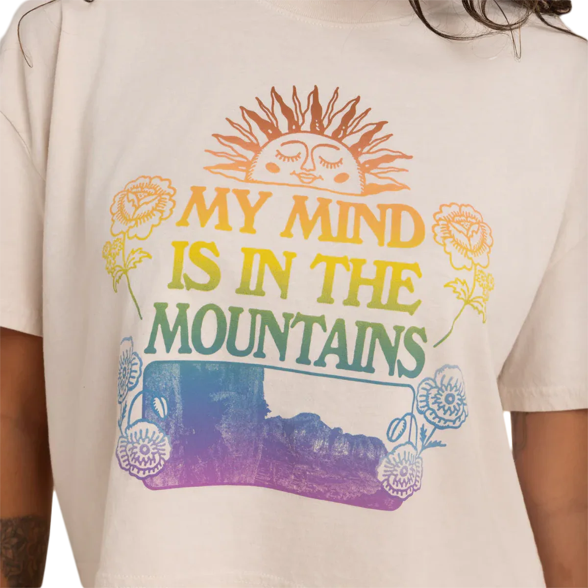 Women Mountian Cropped Boxy Tee - Styles Love