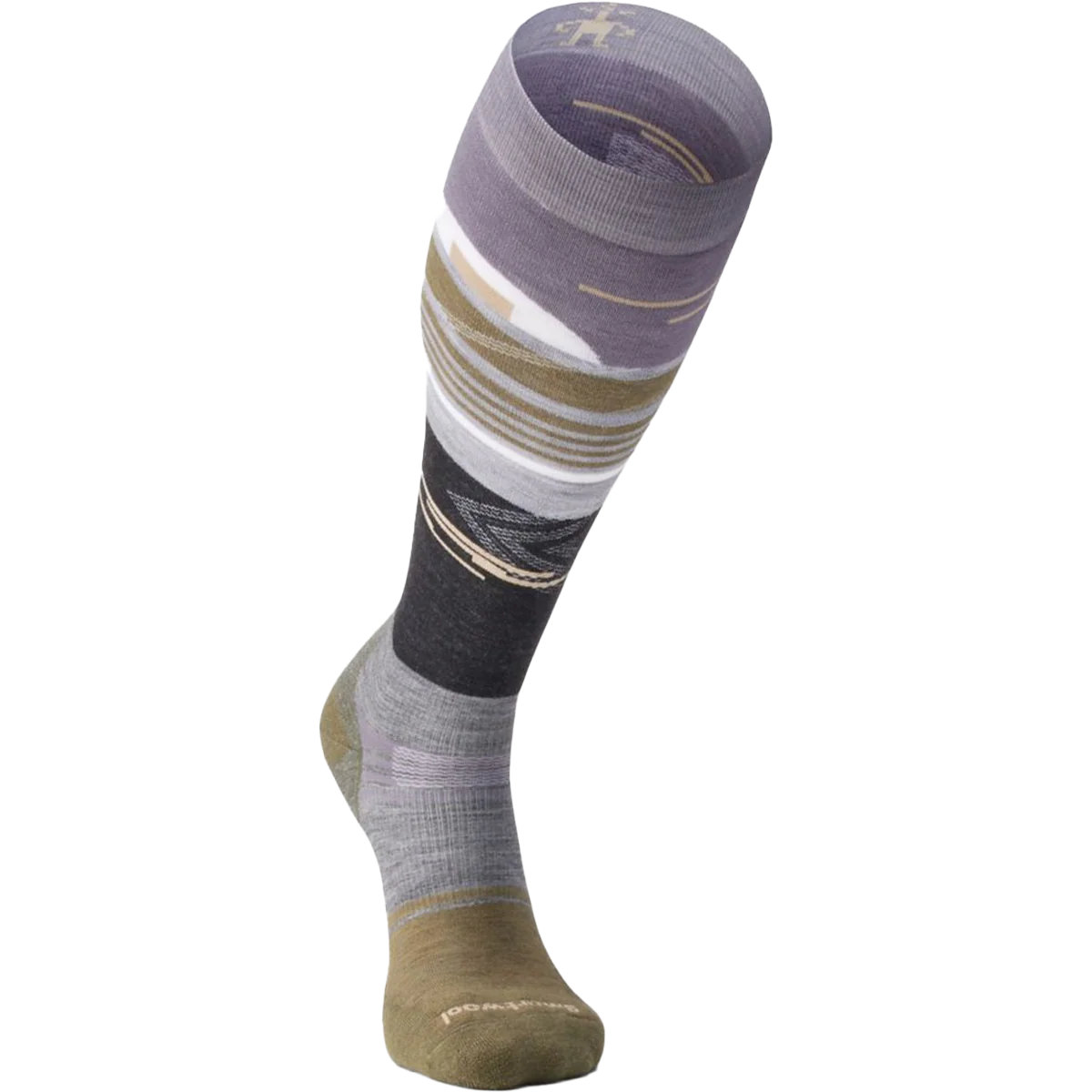 Men's Snowboard Targeted Cushion Broken Lines Pattern Over The Calf Socks - Styles Love