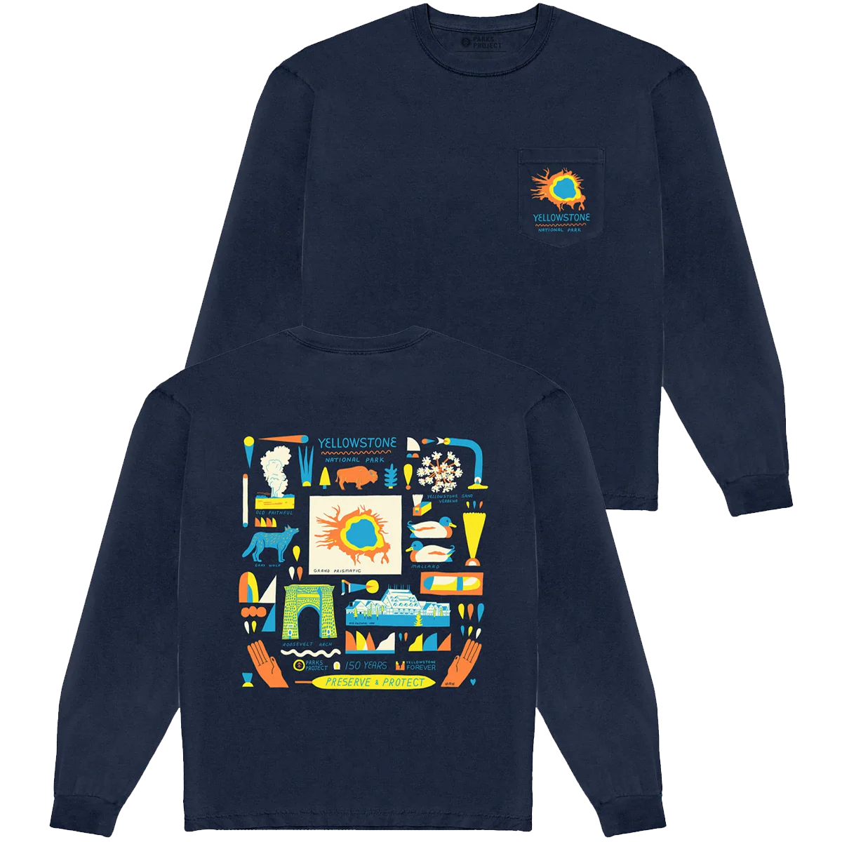 Men's Yellowstone NP 150th Anniversary Long Sleeve Tee - Styles Love