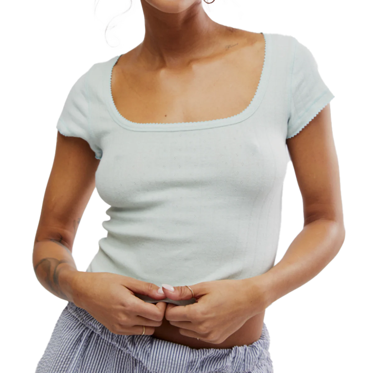 Women's End Gam Pointelle Baby Tee - Styles Love